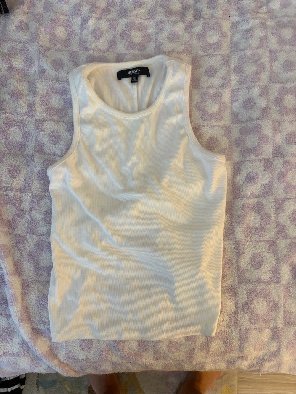 Hudson Jeans White Ribbed Tank - Women's Sleeveless Crew